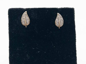925 Marked Gold-Tone Leaf Stud Earrings