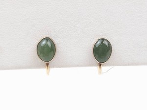 12K Gold-Filled Green Cabochon Earrings
