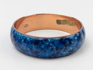 Vintage Matisse Renoir Blue Speckled Enamel on Copper Bangle
