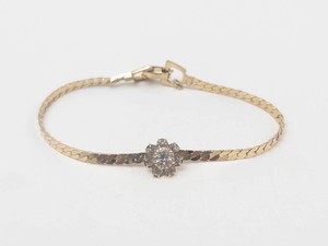 Gold-Tone Rhinestone Flower Bracelet
