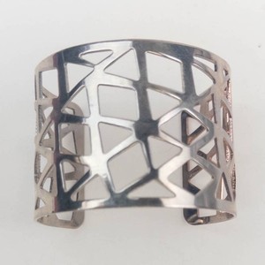 Silver-Tone Geometric Open Cuff Bracelet