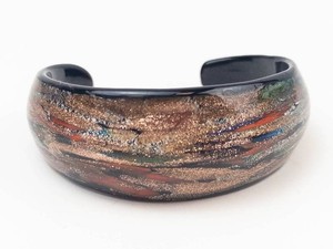 Art Glass-Style Multicolor Metallic Open Cuff Bracelet