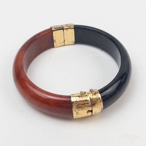 Red & Black Hinged Vermeil Sterling Silver Bangle Bracelet