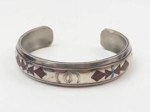 Geometric Inlaid Cuff Bracelet - Base Metal