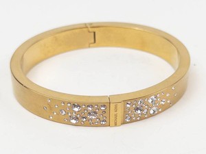 Michael Kors Gold-Tone Crystal-Accented Hinged Bangle Bracelet