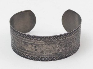Pressed Ornate Steel Cuff Bracelet