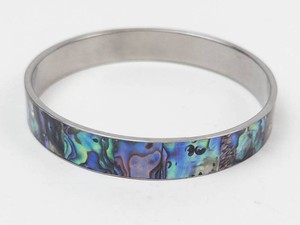 Abalone Inlay Silver-Tone Cuff Bracelet 2 14in Diameter