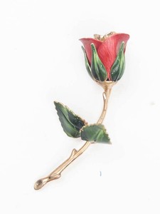 Giovanni Enamel Rose Floral Brooch Pin