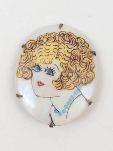 Celluloid Flapper Girl Brooch