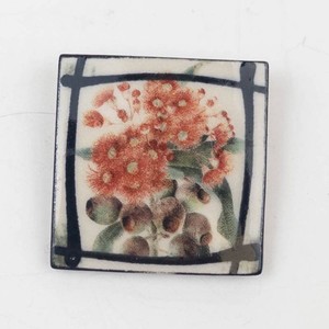 Floral Square Brooch Pin 1 12 in