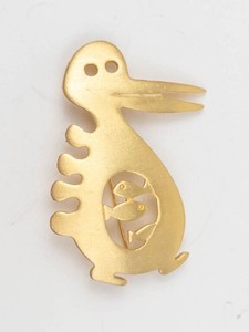 Gold-Tone Dinosaur Brooch With Interior Figures and GP Mark