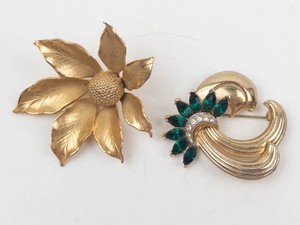 Vintage Coro & Gold-Tone Floral Brooches (Lot of 2)