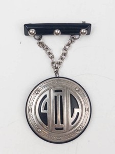 Vintage Silver-Tone Monogram Pendant Brooch - 2.25 in