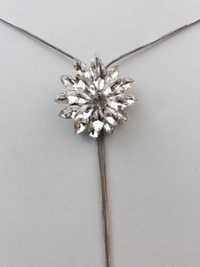 Crystal Floral Pendant Zipper Necklace With Dangle Ends