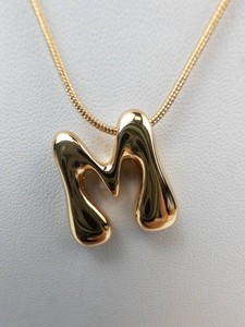 NEW Old Stock Gold-Tone Letter M Pendant Necklace 18 in