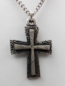 Steel Cross Pendant Necklace - 24 in Chain