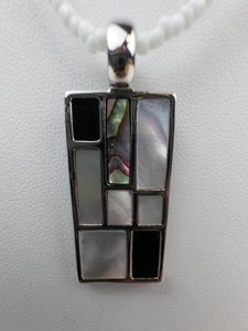 Mother-of-Pearl Mosaic Pendant Necklace