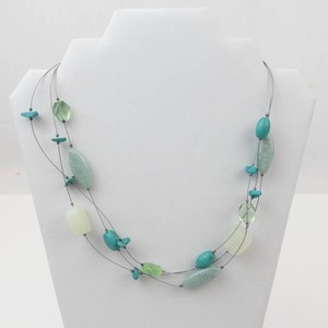 Sterling Silver Multistrand Turquoise and Mint Bead Necklace
