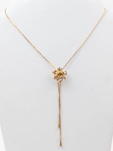 Gold-Tone Floral Pendant Necklace With Bolo Zipper Tassel Drop Necklace