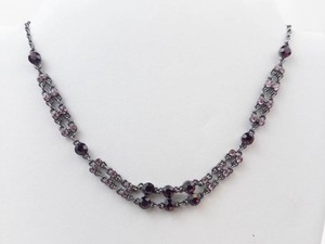 Faceted Purple and Pink Crystal Multi-Strand Necklace