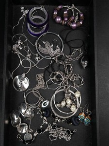Mixed Lot Silver-Tone Costume Jewelry, Necklaces, Bracelets & Earrings