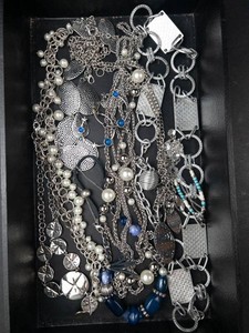 Silver-Tone Fashion Jewelry Mixed Assortment With Pearl and Blue Bead Accents