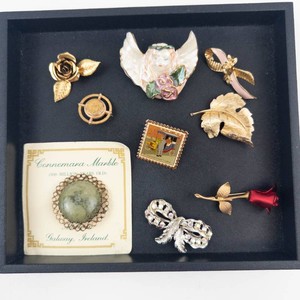 Assorted Brooches, Connemara Marble & Stamps Mixed Lot