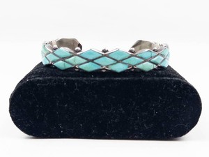 Native American Zuni Turquoise Sterling Silver Cuff Bracelet