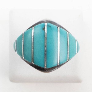 Native American Zuni Sterling Silver Turquoise Ring Size 6.5