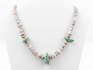 Navajo Turquoise Heishi Shell Silver Necklace