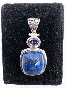 J&T Sterling Silver Lapis Lazuli & Amethyst Pendant