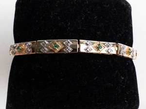 Beautiful Ross Simons Diamond & Emerald Vermeil Tennis Bracelet