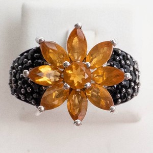Jalisco Fire Opal & Thai Black Spinel Sterling Silver Ring Size 9