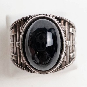 Sterling Silver Onyx Woven Statement Ring Size 10
