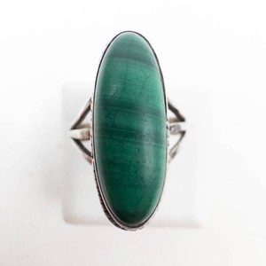 Sterling Silver Malachite Oval Cabochon Ring