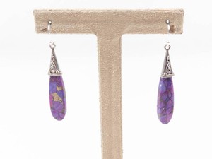 Purple Copper Turquoise Sterling Silver Dangle Earrings