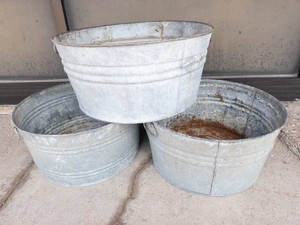 Galvanized Metal Wash Tubs (Lot of 3)