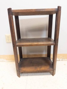 Wooden 3-Tier Shelf With Turned Side Supports