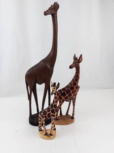 Carved Wood Giraffe Figurines (Lot of 3)