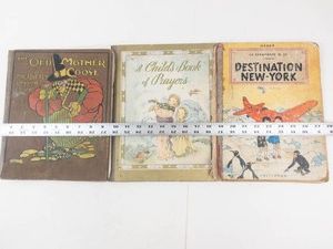 Vintage Childrens Book Lot of 3 Old Mother Goose, a Childs Book of Prayers & Destination New-York
