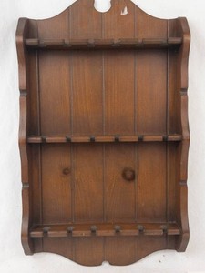 Vintage Wooden Spoon Rack Display Holder 18-Slot Wall-Mounted