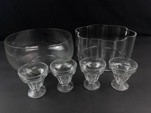 Clear Glass Serving Bowls & Sherbet Cups Set