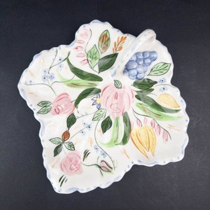 Vintage Blue Ridge Southern Potteries Leaf-Shaped Hand-Painted Tray