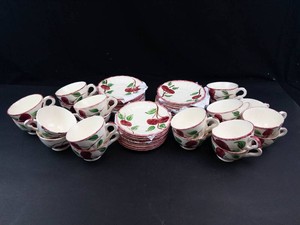 Vintage Blue Ridge Southern Pottery Crab Apple Teacups & Saucers (Lot of 52)