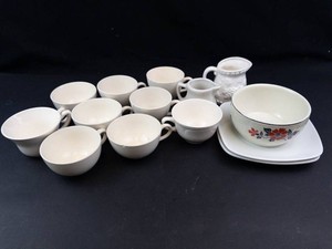 Hall Creamer & White Tea Cup Assortment With Plates