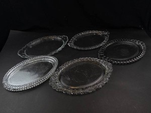 Set of 6 Decorative Glass Serving Trays (Lot of 6)