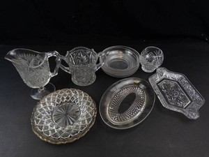 Mixed Lot of Pressed Glass Serveware & Dishes