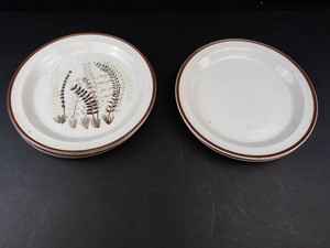 Fern Pattern Dinner Plates & Plain Plates Set of 5