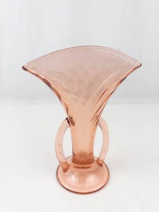 Vintage Pink Depression Glass Fan Vase
