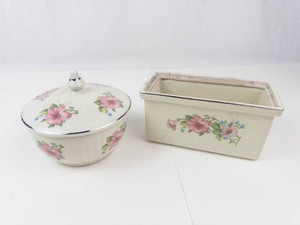 Halls Pottery Covered Bowl & Rectangle Dish (Lot of 2)